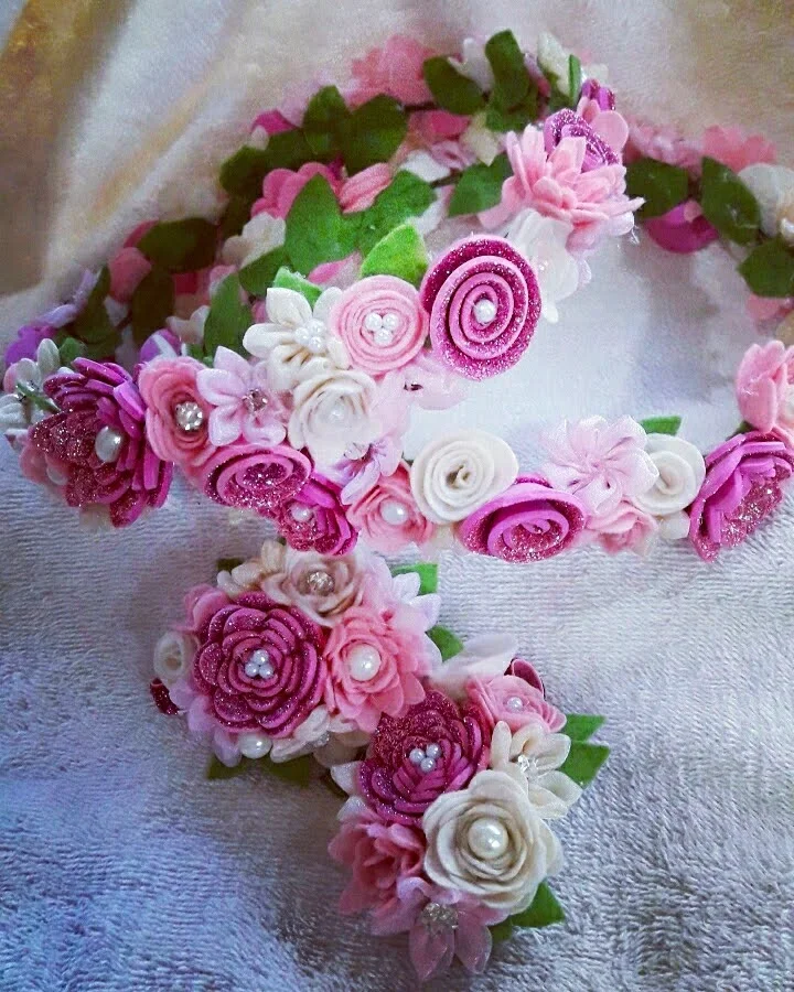 Pink floral tiara
