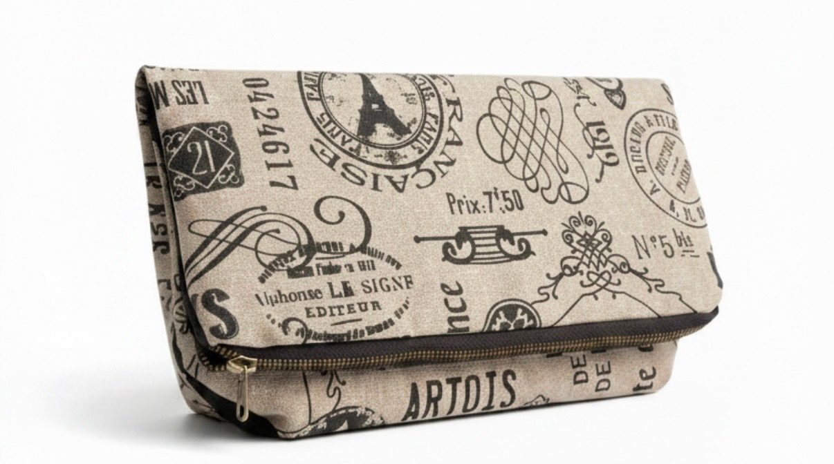 Lettered beige fabric bag by melissarobinson, fashion — fashion design
