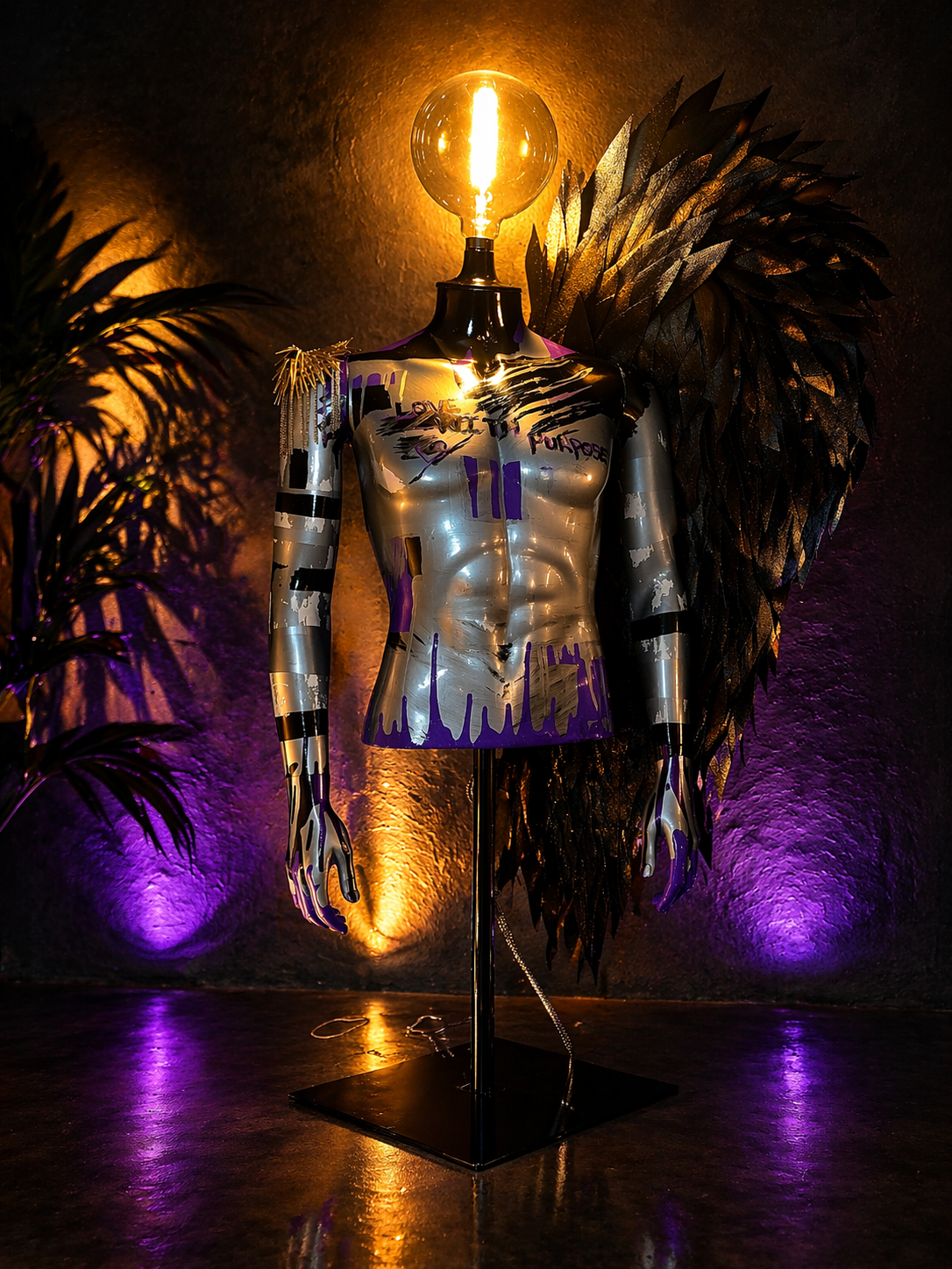 Featured Piece by Angela Croke, i create functional art by transforming mannequins and objects into illuminated sculptures that blend design, fashion, and storytelling.