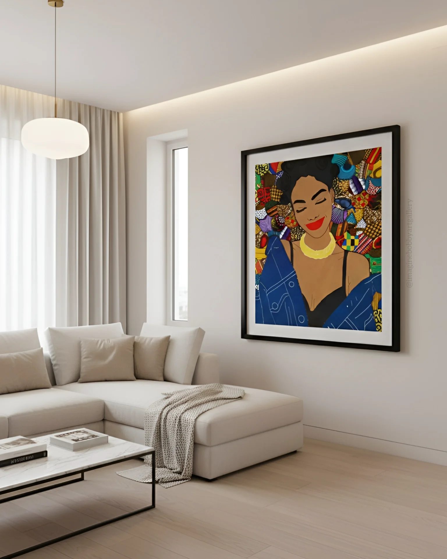 EVELYN IN DENIM by Onyekachi Eneh, mixed media artist