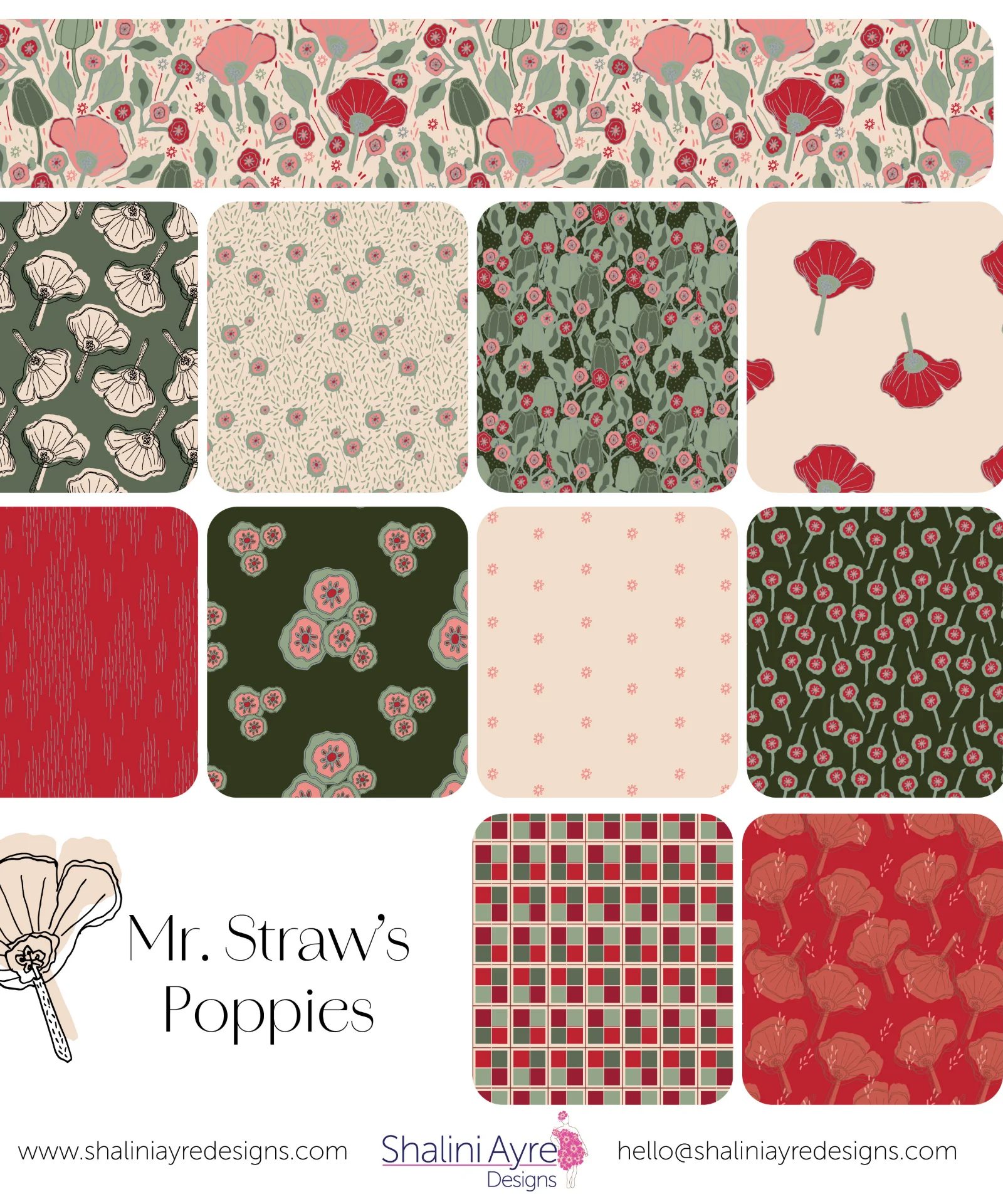 Mr. Straw's Poppies Collection by Shalini Ayre, design — print