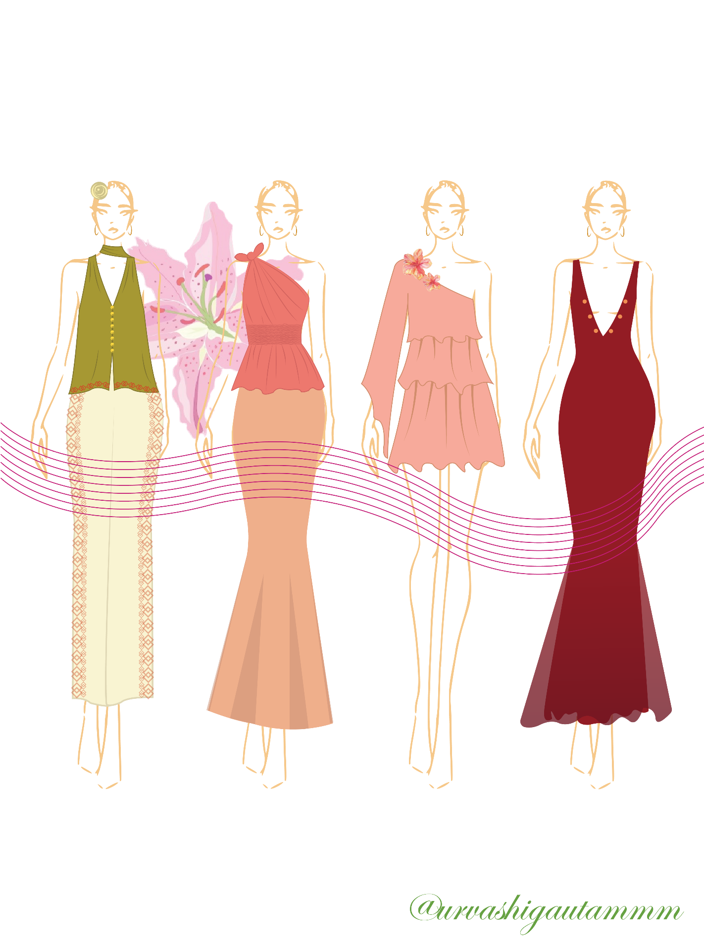 Selected Portfolio by Urvashi Gautam, fashion illustration