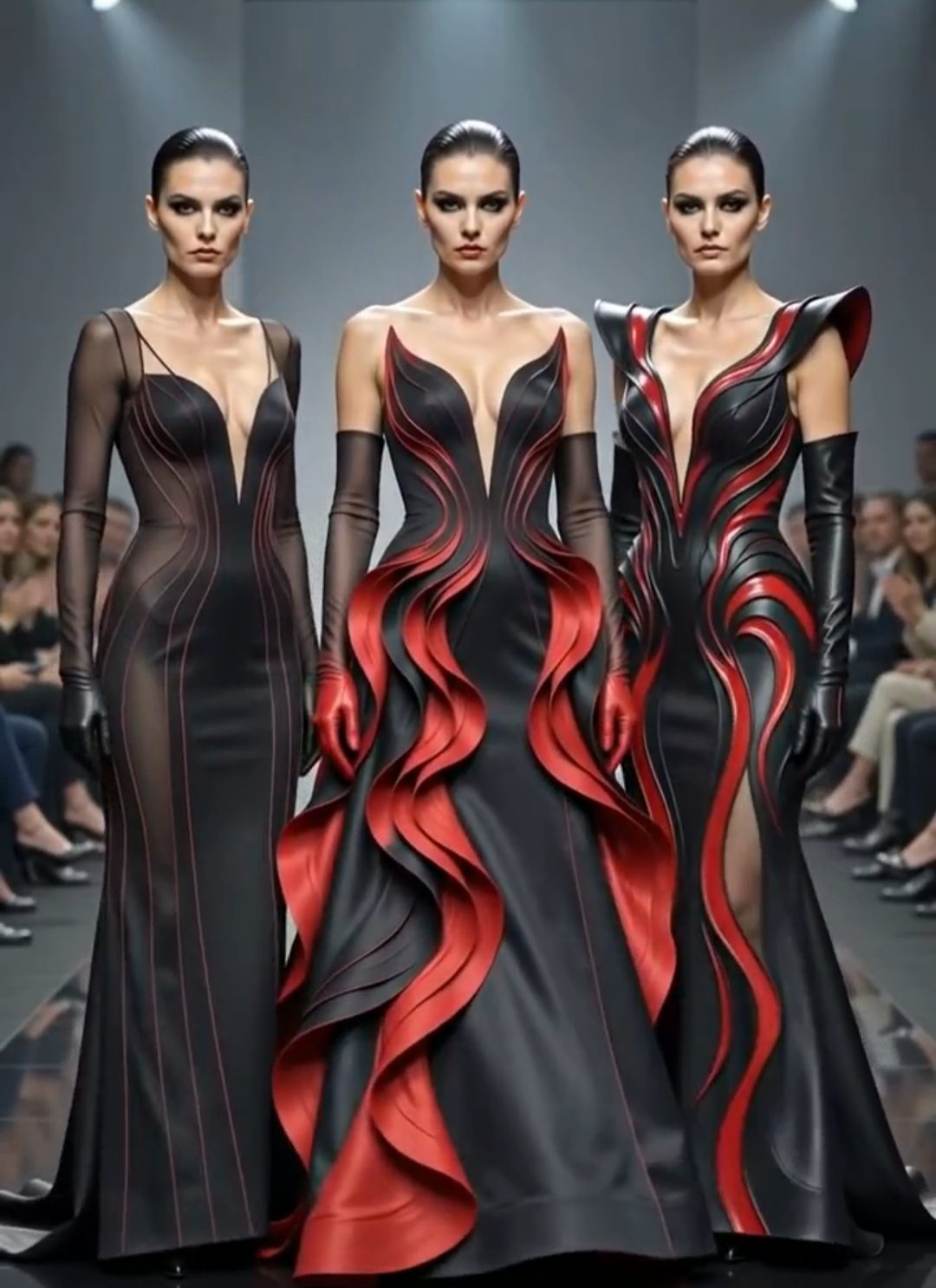 Sculptural Black & Red Gown Concepts · 2026 by Princy Bosco, fashion — fashion design