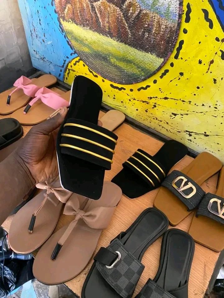 Female slippers by Henry Audu , leather craft