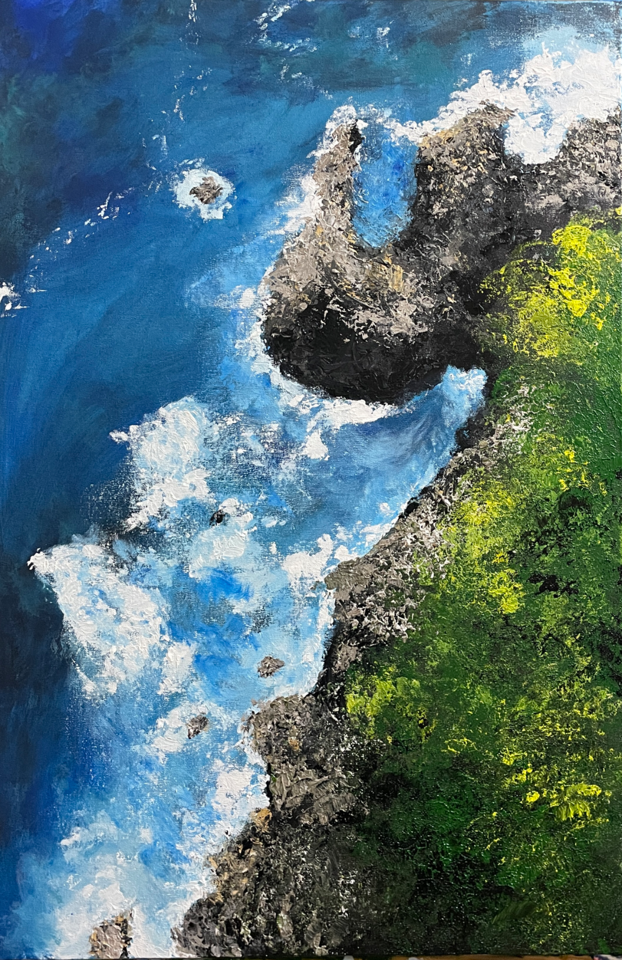Ocean Ariel View by Shanthi Srinivasan , acrylic canvas painting artist