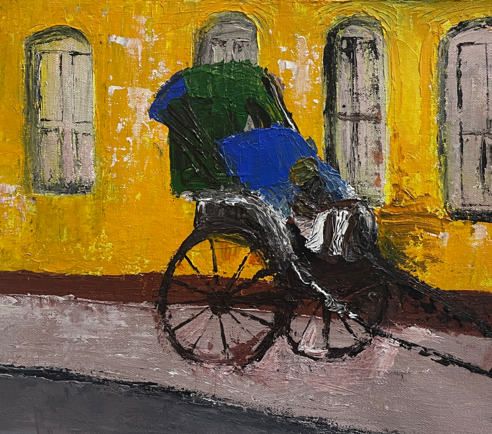 Kolkata Streets by Shanthi Srinivasan , acrylic canvas painting artist