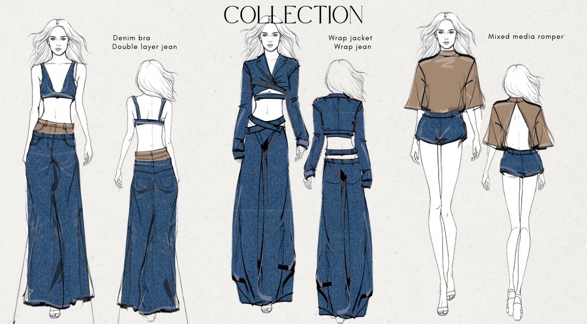Denim wrap sketches by janieamoia, fashion — fashion design